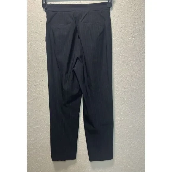 Womens Pants VISIONE by SHERI EHRLICH size 2 Black Side Zipper Pin Stripe  #28‎ - Picture 2 of 6